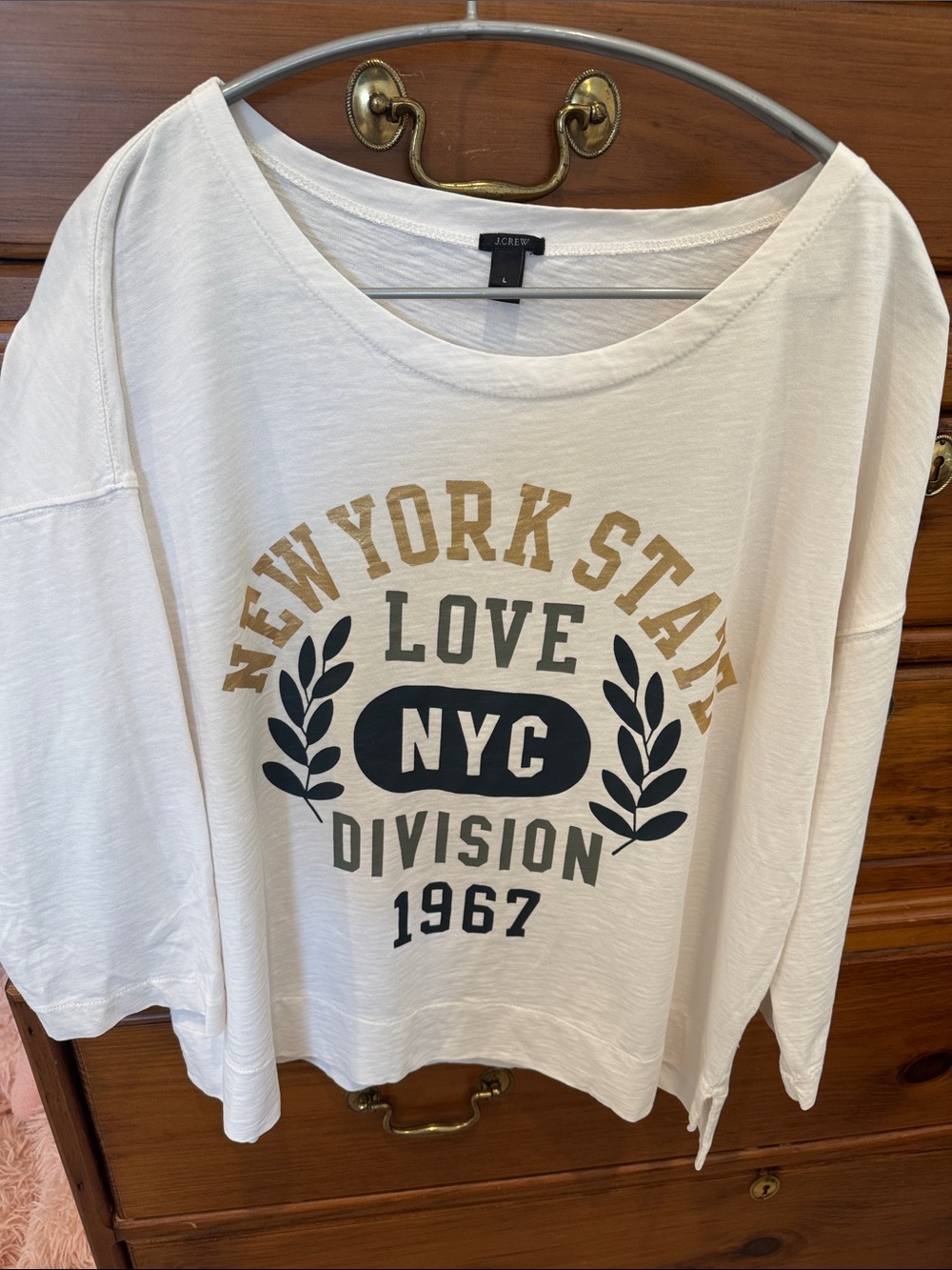 NWOT J. Crew Cream Long-Sleeve 'New York State Love NYC' Graphic Tee